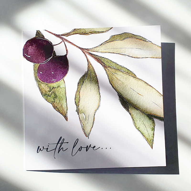 olive branch blank greeting cards