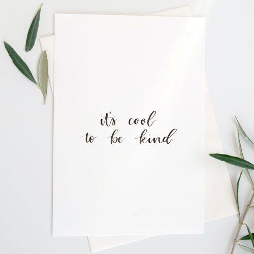 trendy kindness quote handlettered print
